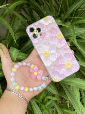 Antichoc fleurs roses et blanches